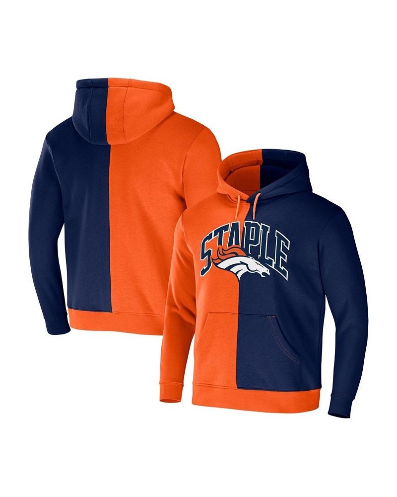 Men's NFL X Staple Orange, Blue Denver Broncos Split Logo Pullover Hoodie $29.70 Sweatshirt