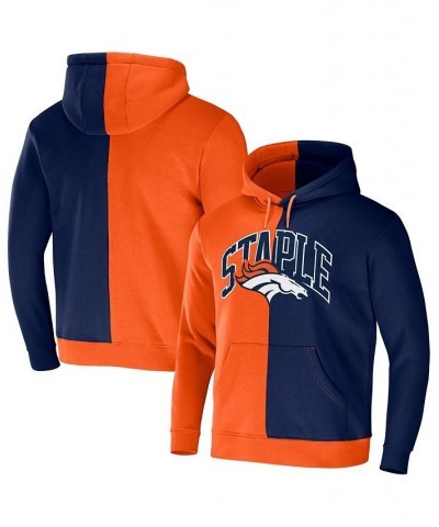 Men's NFL X Staple Orange, Blue Denver Broncos Split Logo Pullover Hoodie $29.70 Sweatshirt