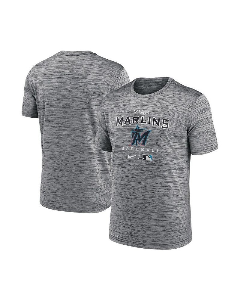 Men's Anthracite Miami Marlins Authentic Collection Velocity Practice Space-Dye Performance T-shirt $21.60 T-Shirts
