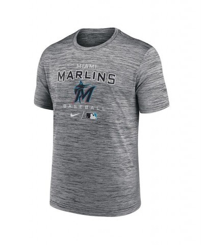 Men's Anthracite Miami Marlins Authentic Collection Velocity Practice Space-Dye Performance T-shirt $21.60 T-Shirts