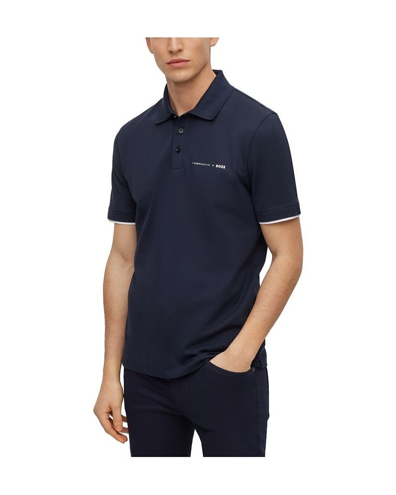 BOSS Men's Porsche Stretch-Cotton Capsule Logo Polo Shirt Blue $67.68 Polo Shirts