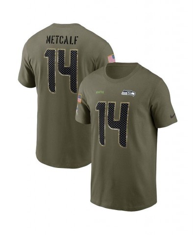 Men's DK Metcalf Olive Seattle Seahawks 2022 Salute To Service Name and Number T-shirt $19.35 T-Shirts