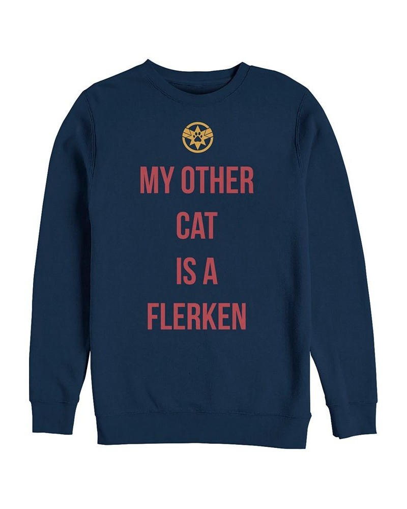 Marvel Men's Captain Marvel My Cat is a Flerken, Crewneck Fleece Blue $26.40 Sweatshirt