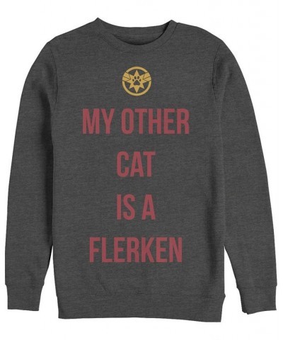 Marvel Men's Captain Marvel My Cat is a Flerken, Crewneck Fleece Blue $26.40 Sweatshirt