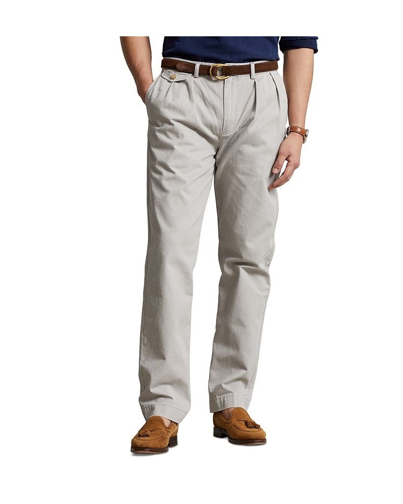 Men's Relaxed Fit Pleated Chino Pants Gray $41.85 Pants