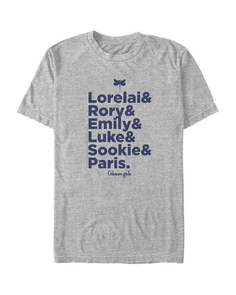 Men's Gilmore Girls TV Core Cast List Short Sleeve T-shirt Gray $14.00 T-Shirts