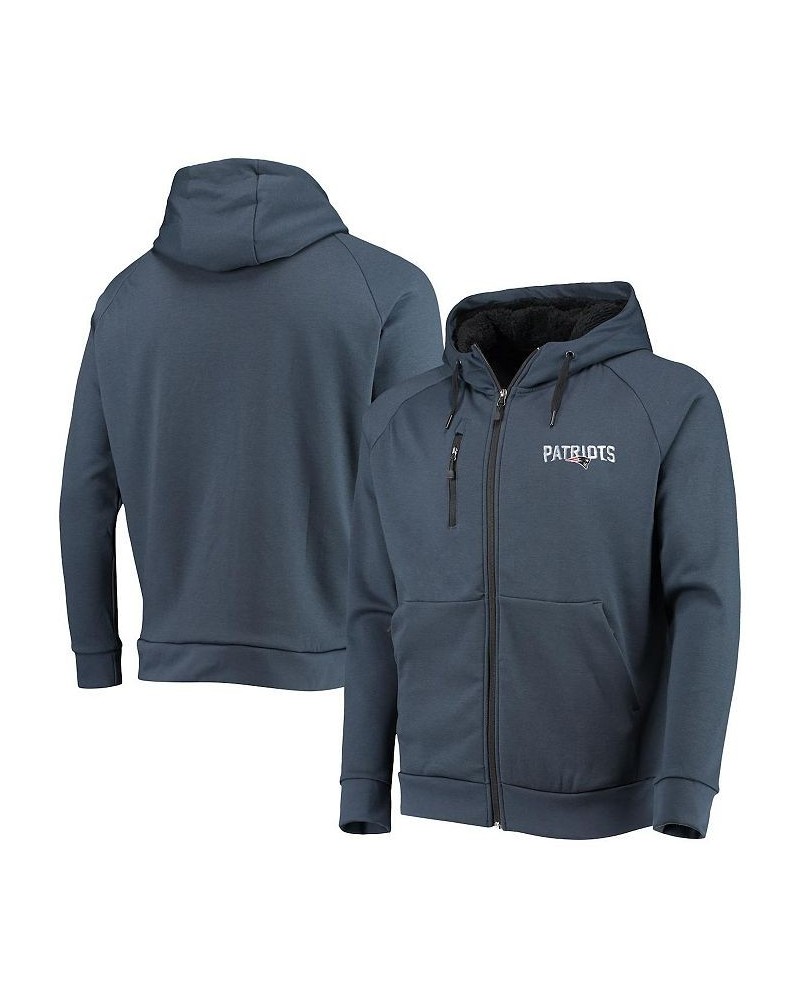 Men's Navy New England Patriots Shag Tri-Blend Full-Zip Raglan Hoodie $38.50 Sweatshirt