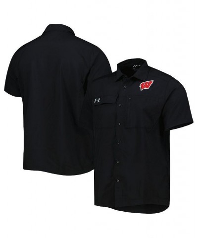 Men's Black Wisconsin Badgers Motivate Button-Up Shirt $45.04 Shirts