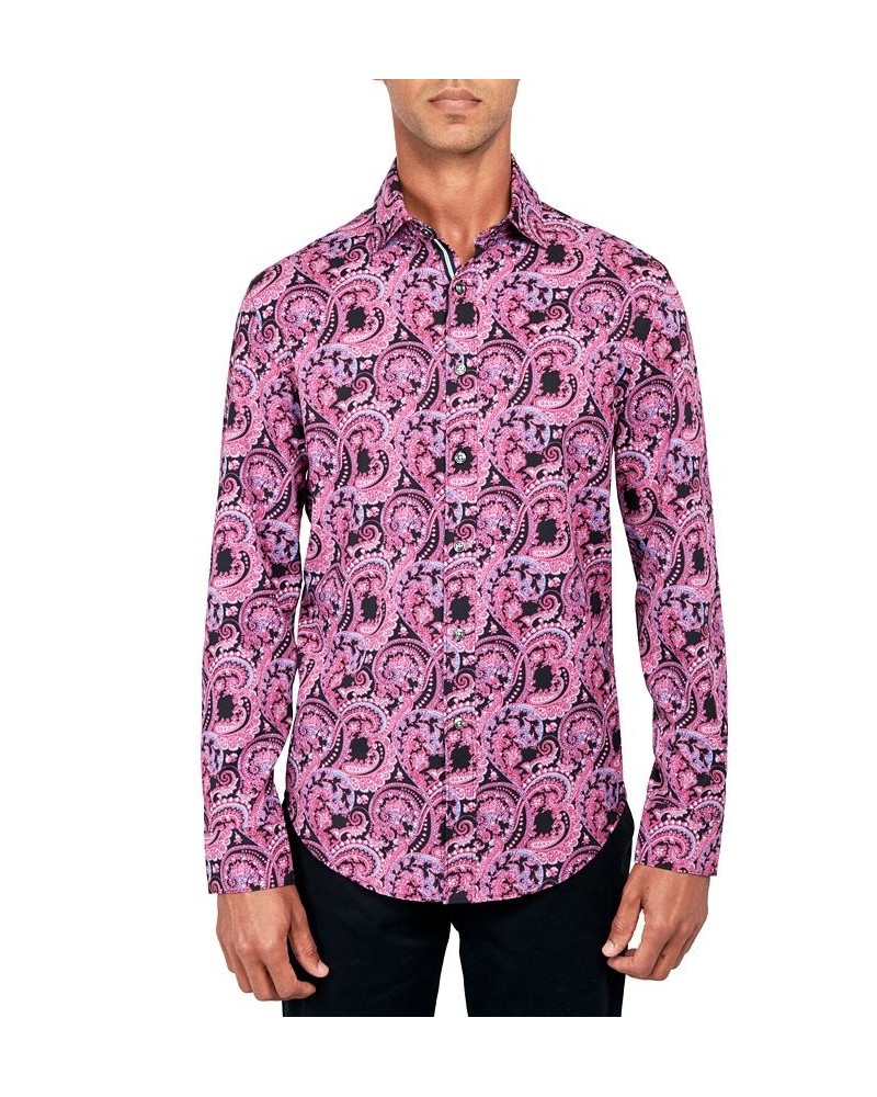 Men's Regular-Fit Non-Iron Performance Stretch Paisley Button-Down Shirt Red $49.23 Shirts