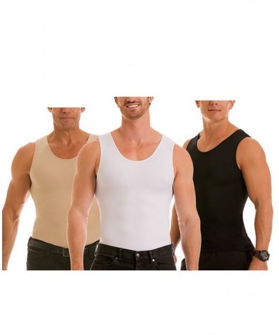 Men's Big & Tall Insta Slim 3 Pack Compression Muscle Tank T-Shirts Tan/Beige $81.25 Undershirt