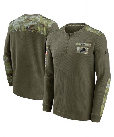 Men's Olive Detroit Lions 2021 Salute To Service Henley Long Sleeve Thermal Top $35.42 T-Shirts