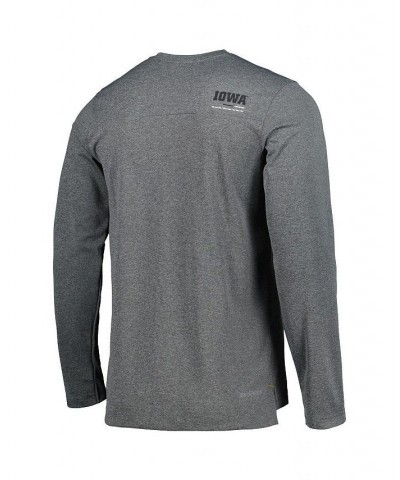 Men's Heather Charcoal Iowa Hawkeyes 2022 Coach Performance Long Sleeve V-Neck T-shirt $31.20 T-Shirts