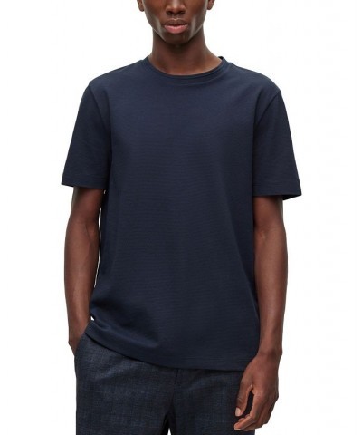 BOSS Men's Cotton-Blend Bubble-Jacquard Structure T-shirt Blue $46.06 T-Shirts