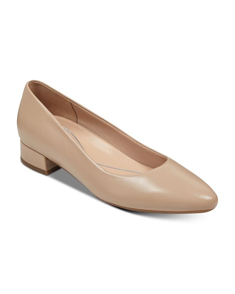 Women's Caldise Slip-on Low Heel Dress Pumps Tan/Beige $43.56 Shoes