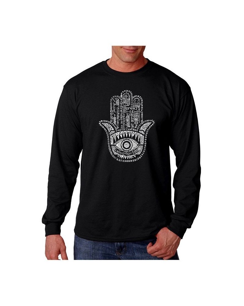 Men's Word Art Long Sleeve T-Shirt - Hamsa Black $20.00 T-Shirts