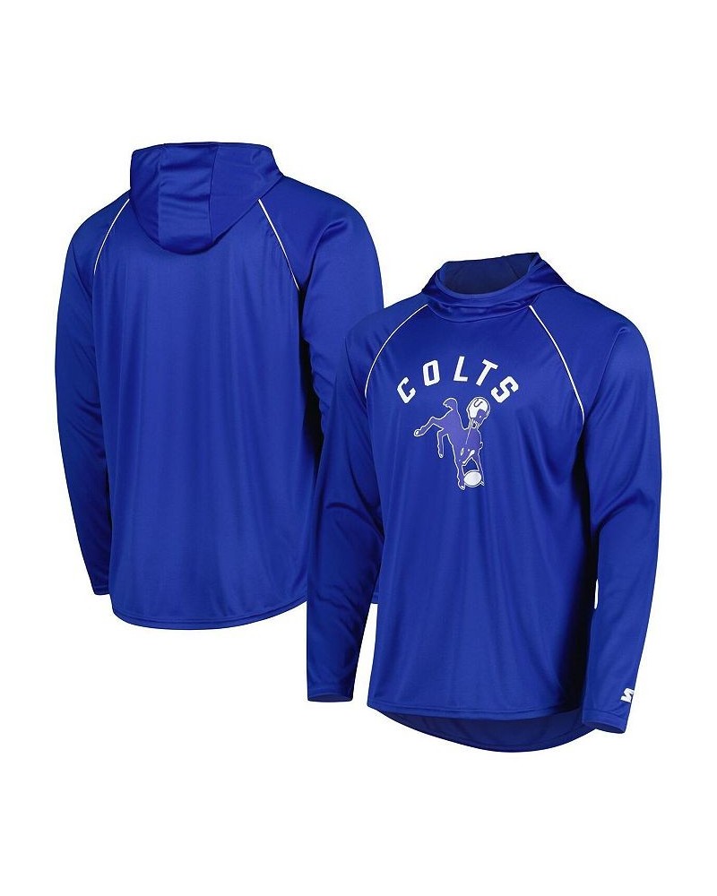 Men's Royal Indianapolis Colts Vintage-Like Logo Raglan Hoodie T-shirt $26.65 T-Shirts