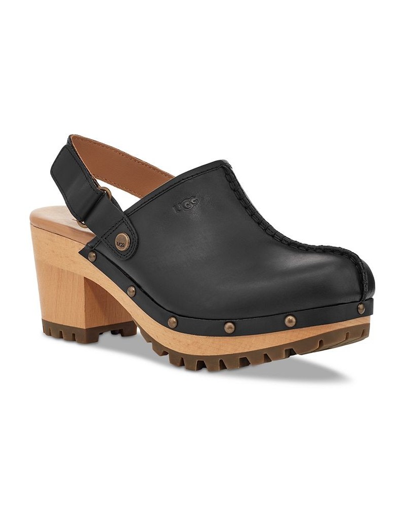 Women's Lanni Studded Slip-On Slingback Platform Clogs Black $65.60 Shoes