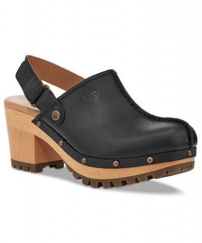 Women's Lanni Studded Slip-On Slingback Platform Clogs Black $65.60 Shoes