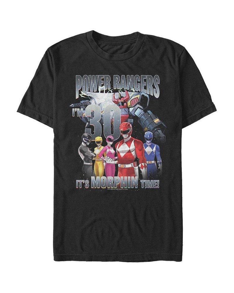 Men's 30 Morphin Time Short Sleeve Crew T-shirt Black $20.99 T-Shirts