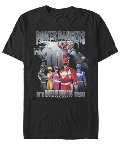 Men's 30 Morphin Time Short Sleeve Crew T-shirt Black $20.99 T-Shirts