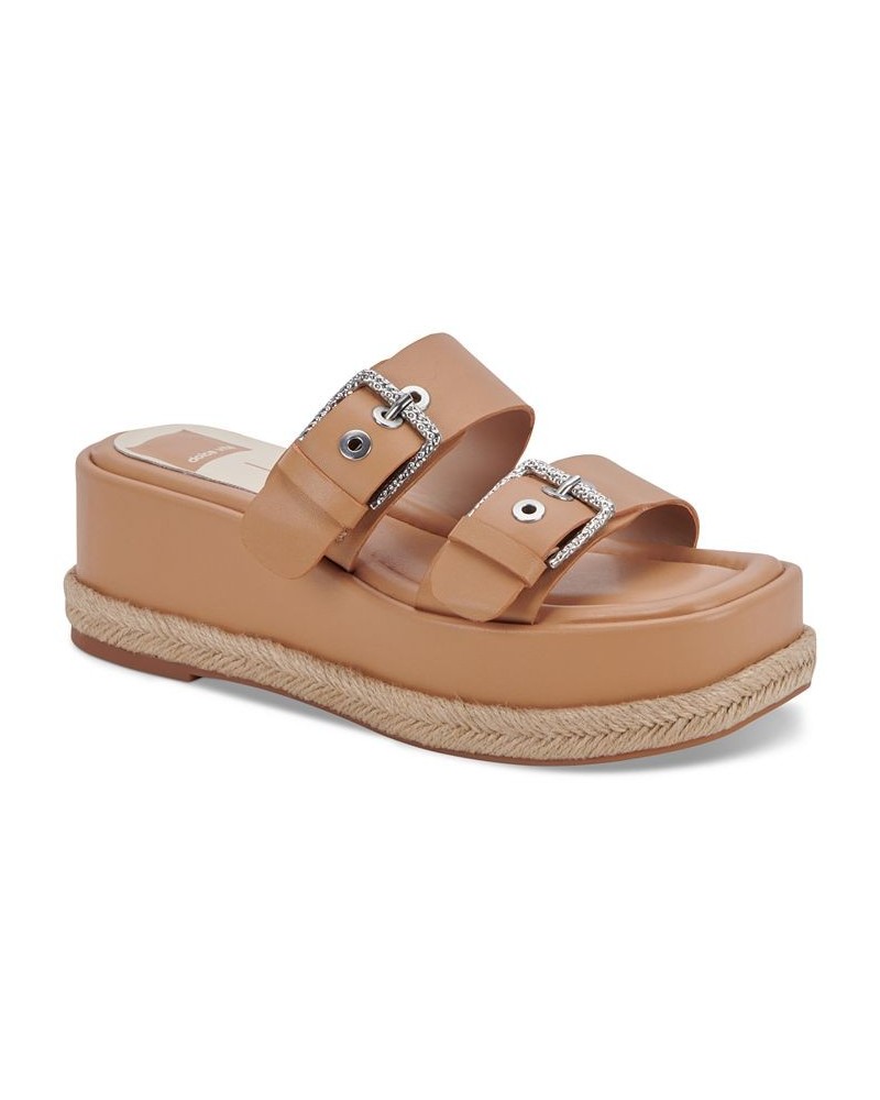 Women's Canyon Flatform Demi Wedge Sandals Tan/Beige $60.20 Shoes