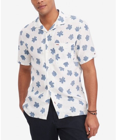 Men's Regular-Fit Mono Flower Shirt White / Bl $42.79 Shirts