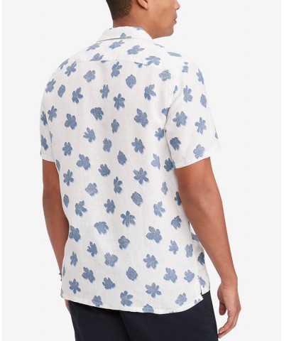 Men's Regular-Fit Mono Flower Shirt White / Bl $42.79 Shirts