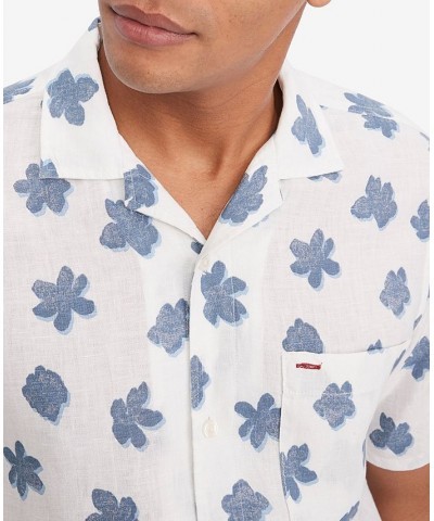 Men's Regular-Fit Mono Flower Shirt White / Bl $42.79 Shirts