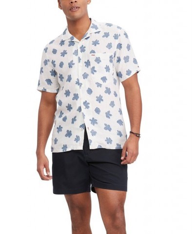 Men's Regular-Fit Mono Flower Shirt White / Bl $42.79 Shirts