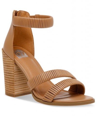 Women's Bleeker Ankle-Strap City Sandals Brown $47.17 Shoes