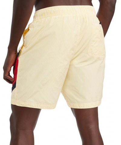 Men's Ithaca Striped Drawstring 7" Swim Trunks Yellow $21.25 Swimsuits