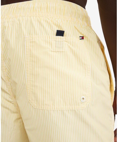 Men's Ithaca Striped Drawstring 7" Swim Trunks Yellow $21.25 Swimsuits