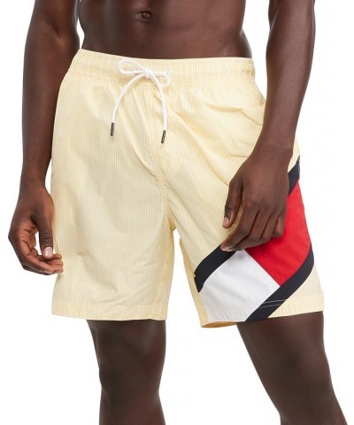 Men's Ithaca Striped Drawstring 7" Swim Trunks Yellow $21.25 Swimsuits