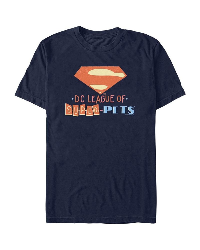 Men's Super Pets Super Logo Short Sleeve T-shirt Blue $16.80 T-Shirts