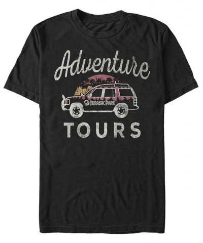 Jurassic Park Men's Distressed Vintage-Like Adventure Tours Short Sleeve T-Shirt Black $19.94 T-Shirts