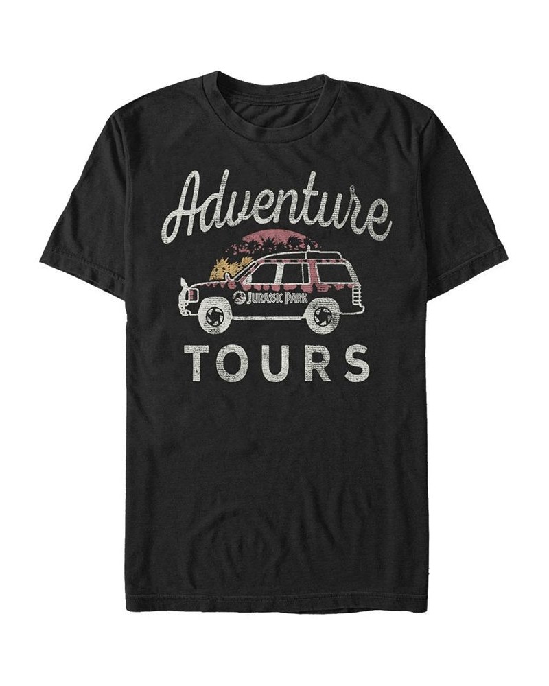 Jurassic Park Men's Distressed Vintage-Like Adventure Tours Short Sleeve T-Shirt Black $19.94 T-Shirts