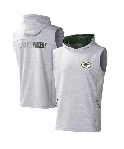 Men's Heather Gray Green Bay Packers Action Sleeveless Pullover Hoodie $36.75 T-Shirts