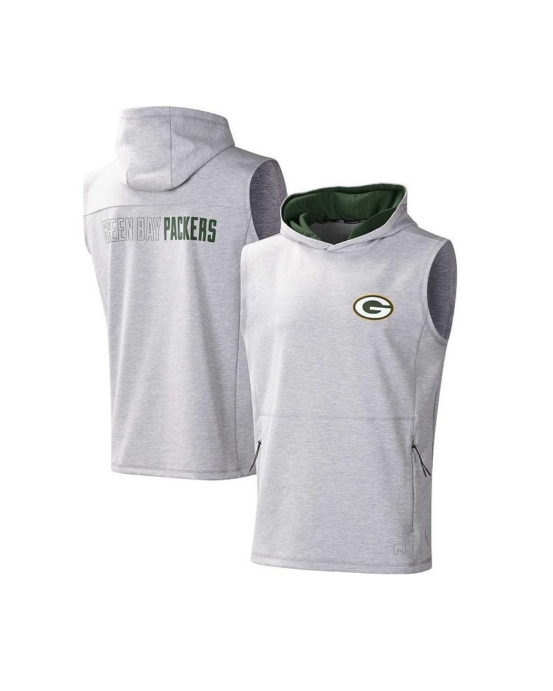 Men's Heather Gray Green Bay Packers Action Sleeveless Pullover Hoodie $36.75 T-Shirts