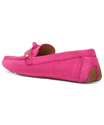 Women's Evelyn Bow Driver Loafers Pink $51.00 Shoes