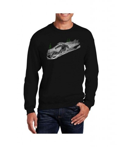 Men's Word Art Ski Crewneck Sweatshirt Black $25.49 Sweatshirt
