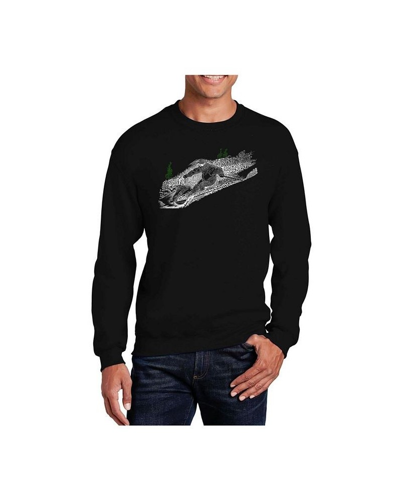 Men's Word Art Ski Crewneck Sweatshirt Black $25.49 Sweatshirt