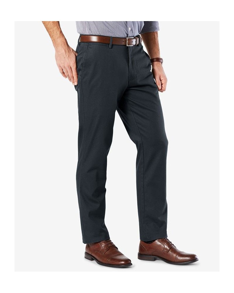 Men's Signature Lux Cotton Athletic Fit Stretch Khaki Pants Gray $28.80 Pants