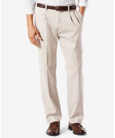 Men's Easy Classic Pleated Fit Khaki Stretch Pants Cloud $22.00 Pants