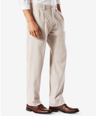 Men's Easy Classic Pleated Fit Khaki Stretch Pants Cloud $22.00 Pants