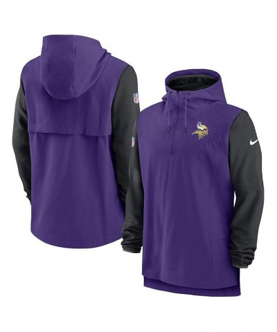 Men's Purple, Black Minnesota Vikings Sideline Player Quarter-zip Hoodie $57.60 Sweatshirt