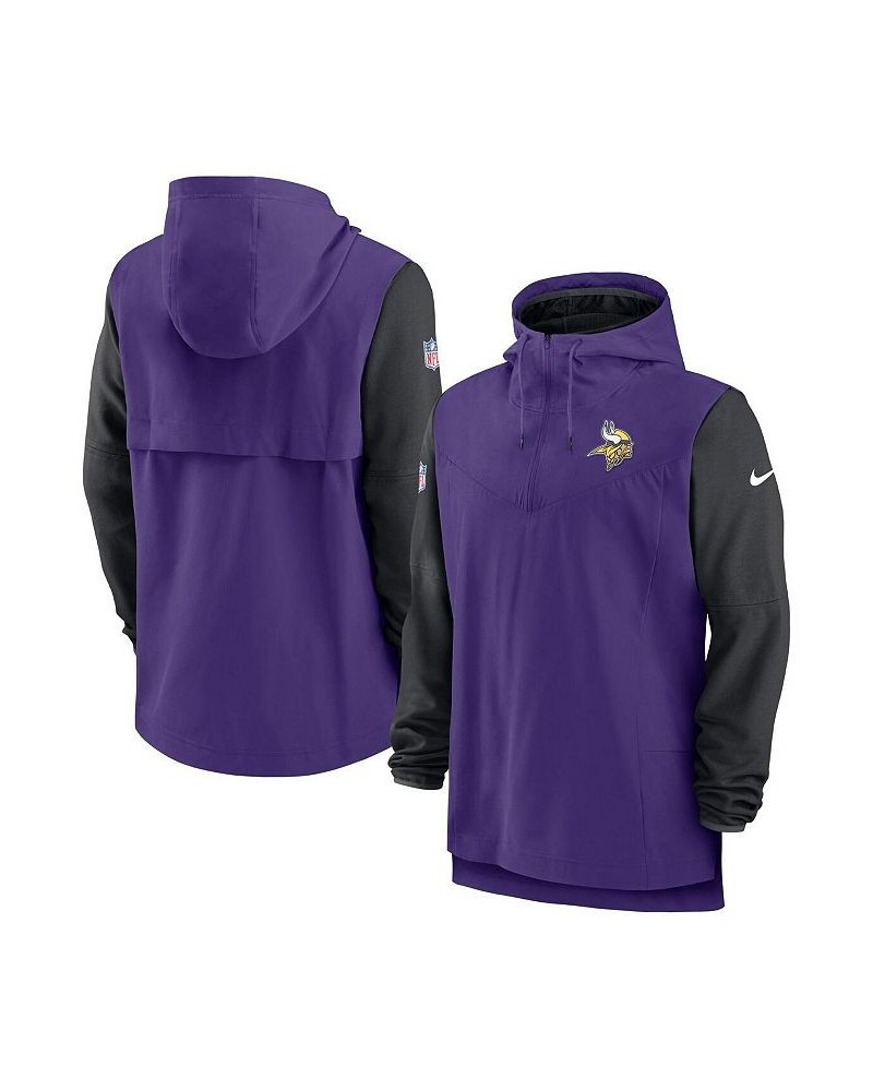 Men's Purple, Black Minnesota Vikings Sideline Player Quarter-zip Hoodie $57.60 Sweatshirt