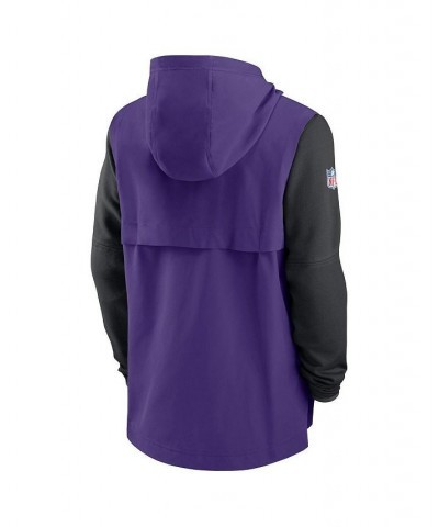 Men's Purple, Black Minnesota Vikings Sideline Player Quarter-zip Hoodie $57.60 Sweatshirt