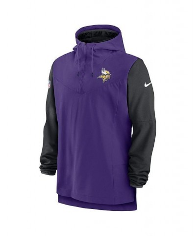 Men's Purple, Black Minnesota Vikings Sideline Player Quarter-zip Hoodie $57.60 Sweatshirt