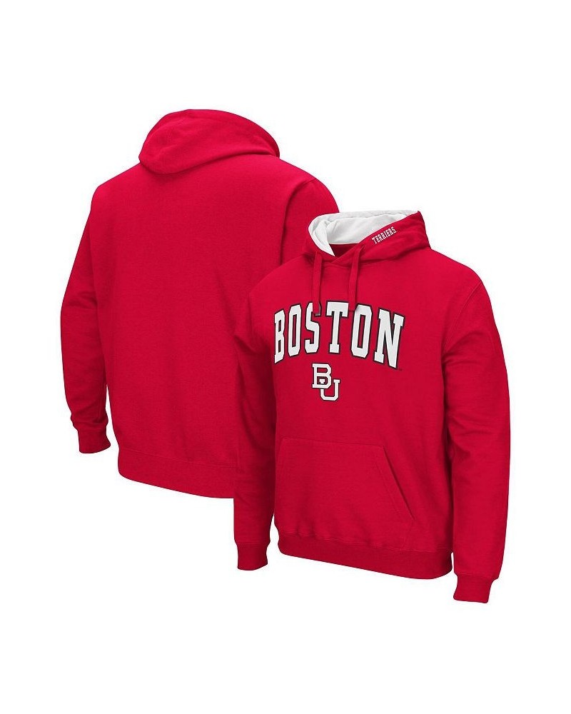 Men's Red Boston University Arch and Logo Pullover Hoodie $26.40 Sweatshirt