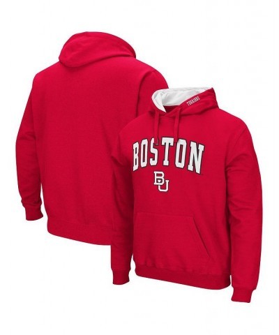 Men's Red Boston University Arch and Logo Pullover Hoodie $26.40 Sweatshirt